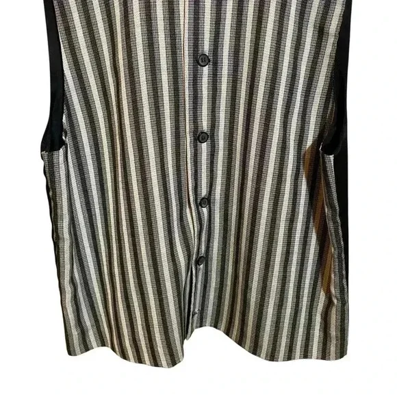 Hutspah Men's Vest Black-Grey Stripe 5 Buttons Black Lining Size L - Picture 4 of 12